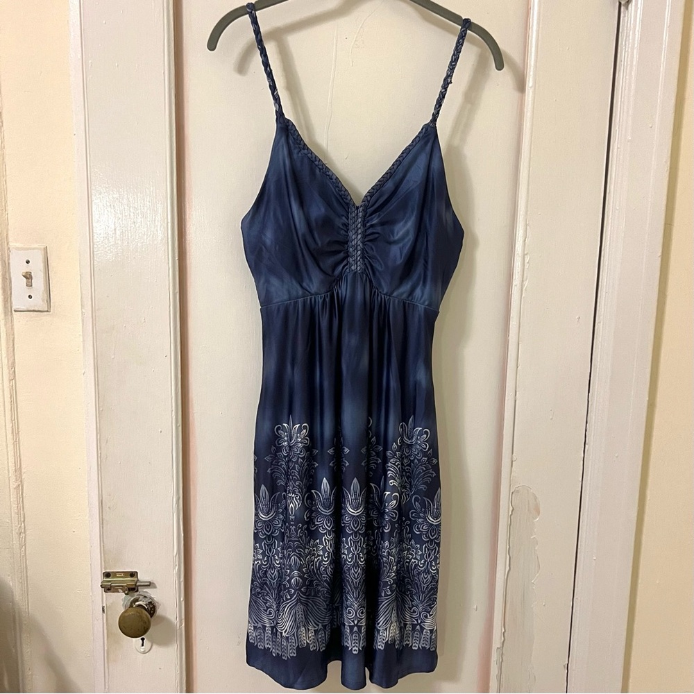 Vintage Venus printed dress, braided print v neck vneck hawaiian summer beach